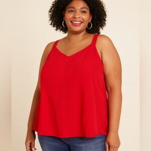 Lane Bryant Red Halter Neck Tie Neck Blouse 
New with Tags
Illusion collection